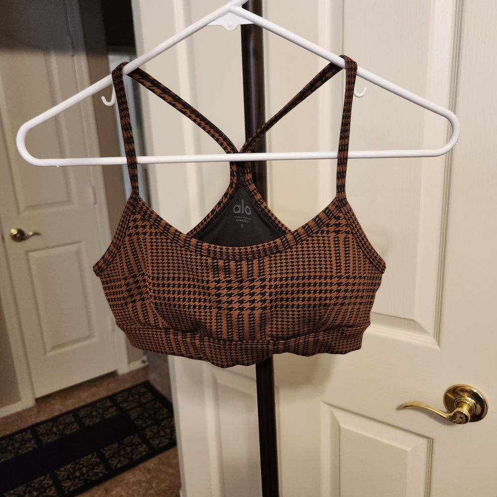 ALO Yoga Brown Houndstooth Sports Bra - S